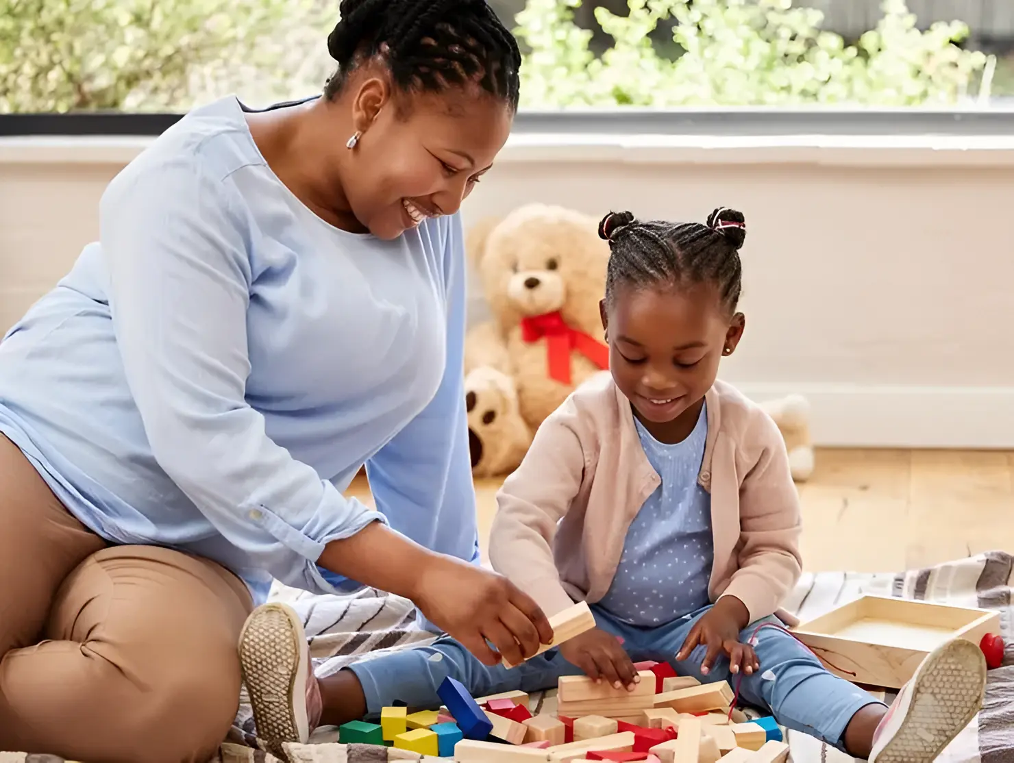 Family enjoying childcare